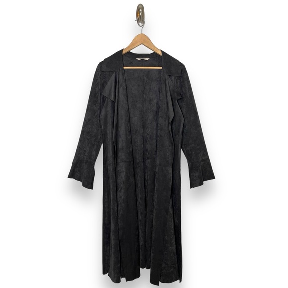 Soft Surroundings Jackets & Blazers - Soft Surroundings Grey Vegan Suede Leather Drapey Longline Open Front Jacket XL